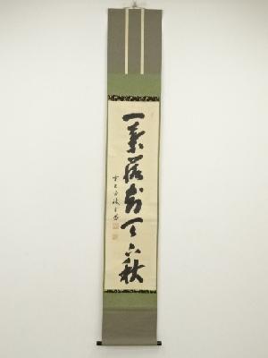 前大徳　藤井誡堂筆　「一葉落知天下秋」一行書　肉筆紙本掛軸（共箱）